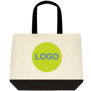 White/Black Cotton Tote Bag front